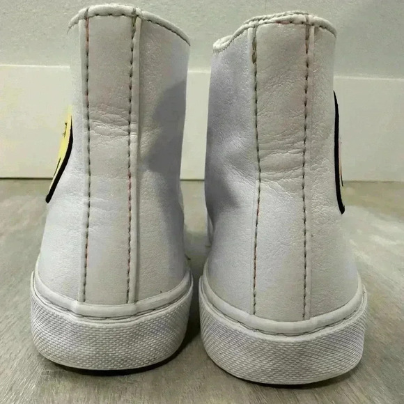 Sugar & Jade Girl's Happy Winky Face Hi Top Canvas Sneakers White Size 1 - Picture 5 of 6